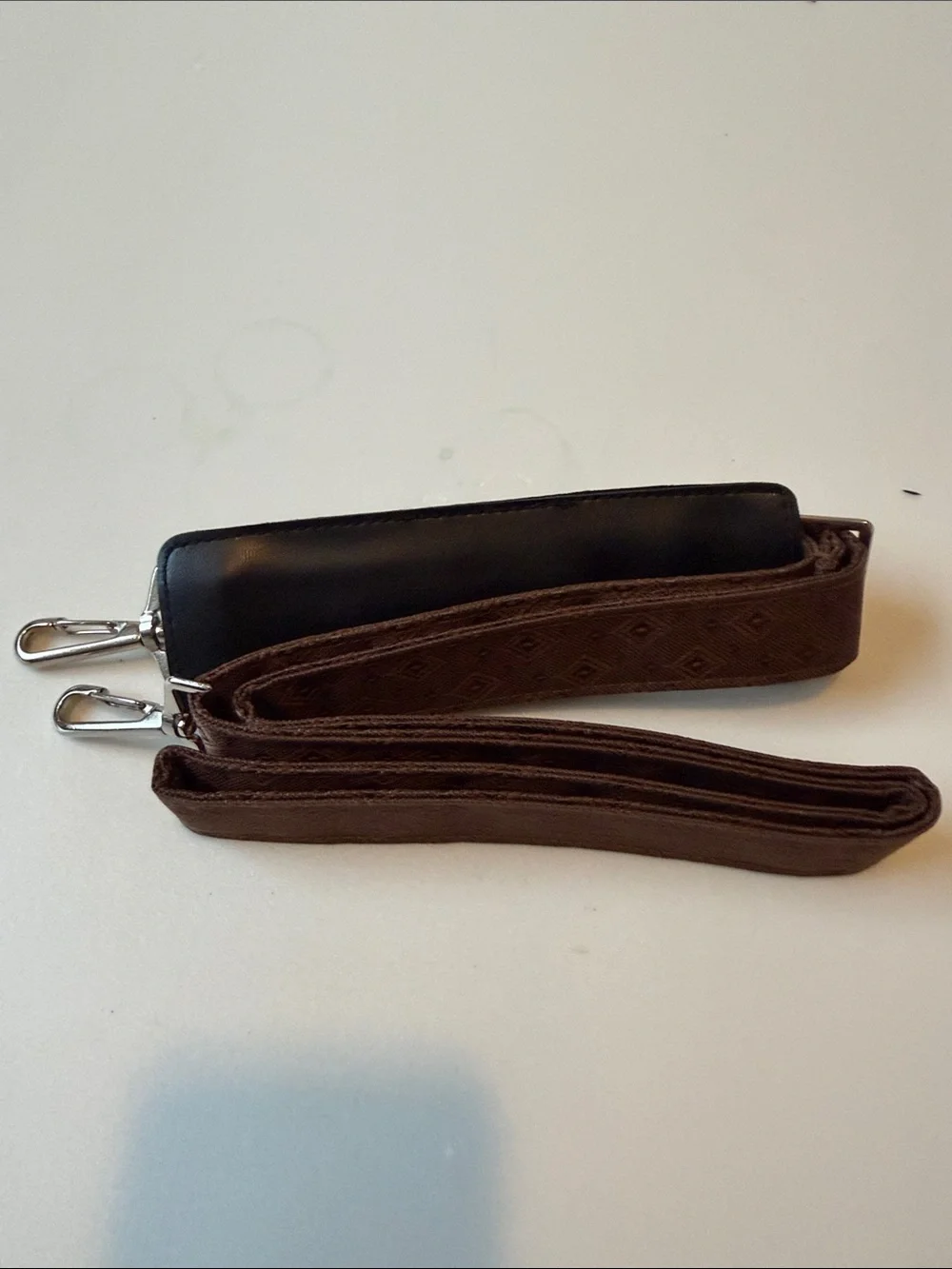 Joy Mangano Brown Woven Adjustable Shoulder Strap with Black Leather Pad